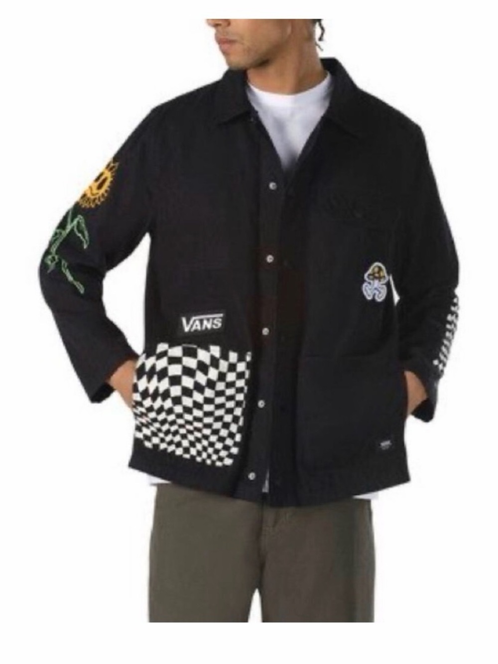 Vans Micro Dazed Drill Chore Coat Black Denim Jacket Tyson Peterson Graphic